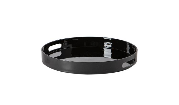 Argon Tableware Round Serving Trays - Black - Pack of 6
