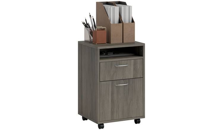 HOMCOM Filing Cabinet with 2 Drawers Open Shelf - Grey