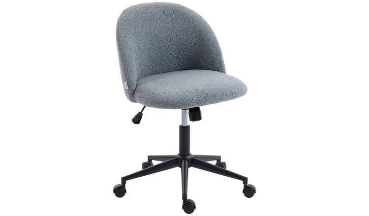 HOMCOM Teddy Fleece Armless Swivel Office Desk Chair - Charcoal Grey