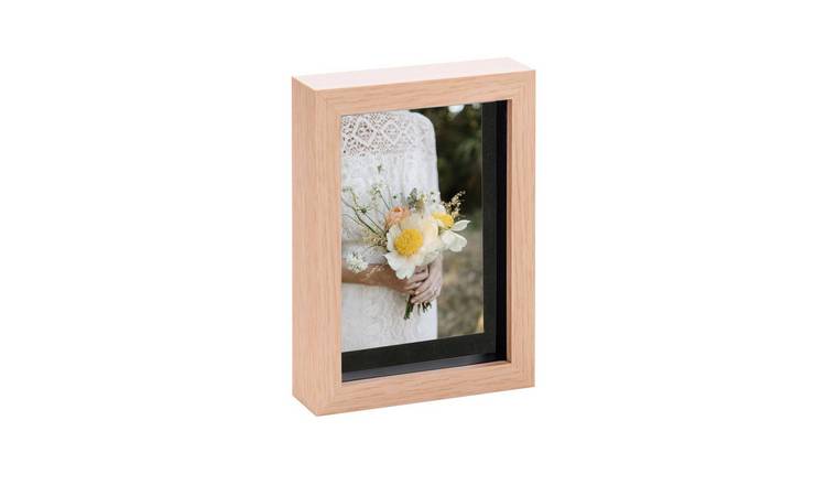 Nicola Spring 3D Box Photo Frame - 5 x 7" with Mount - Light Wood