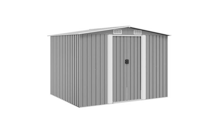 Walplus Galvanised Steel Garden Storage Shed Metal - Grey - 257 x 205 x 178 cm