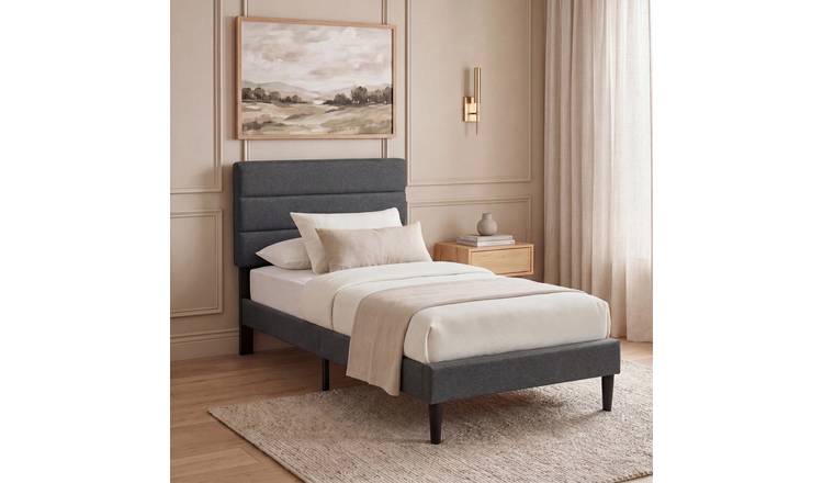 Vida Designs Vandura Single Linen Fabric Bed - Dark Grey