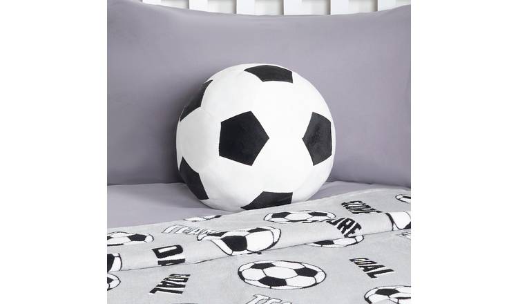 OHS Football Shaped Scatter Cushion - Black/White - 30cm