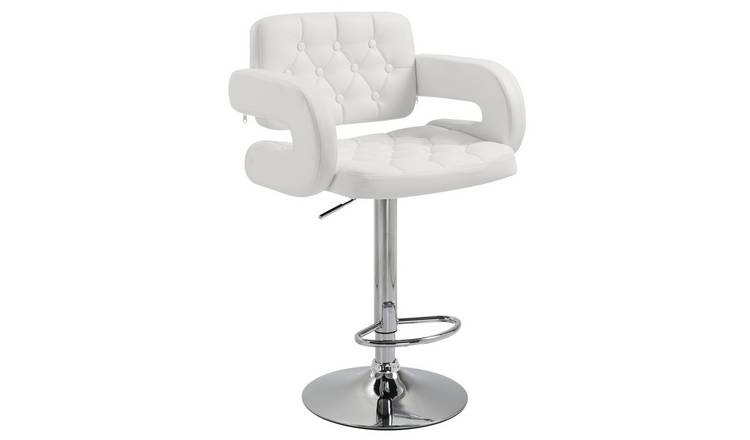 HOMCOM PU Leather Bar Stool with Extra Large Seat and Backrest - White