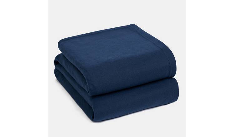 OHS Plain Fleece Blanket Throw 120 x 150cm - Navy