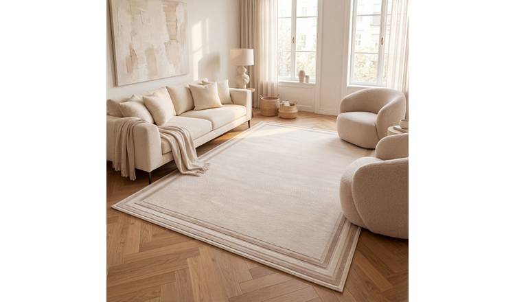 The Rugs Beige Carmel Bordered Rug - 240 x 340cm