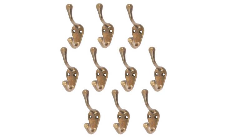 Hammer & Tongs Narrow Hat & Coat Hook - Brass - Pack of 10