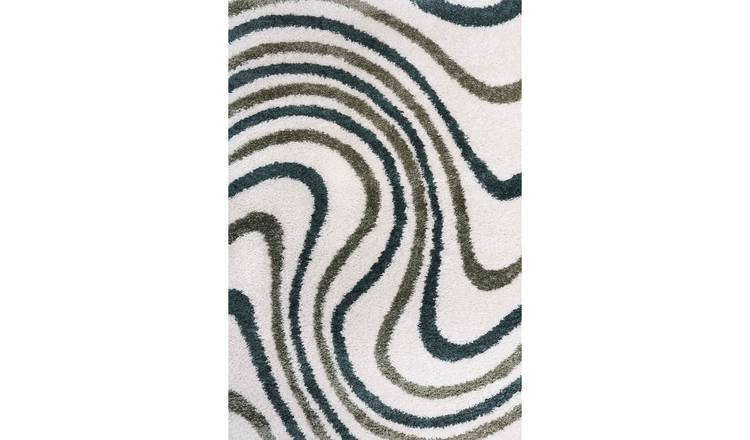 The Rugs Green Moodi Wavy Shaggy Rug - 80 x 150cm