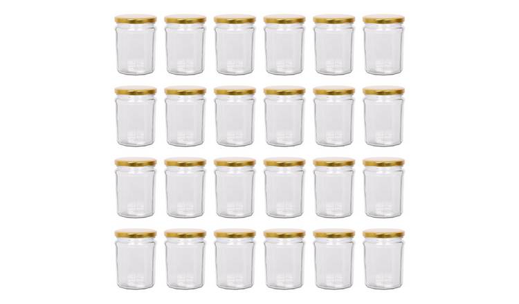 Argon Tableware Glass Jam Jars with Lids - Pack of 24