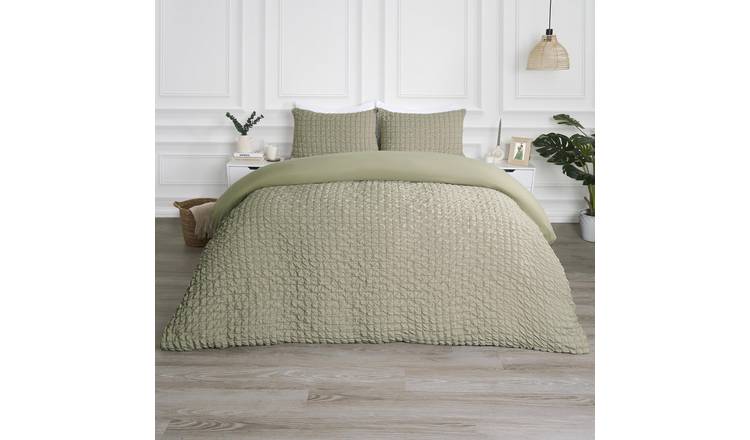 OHS Seersucker Duvet Cover Set Geo Sage - Double