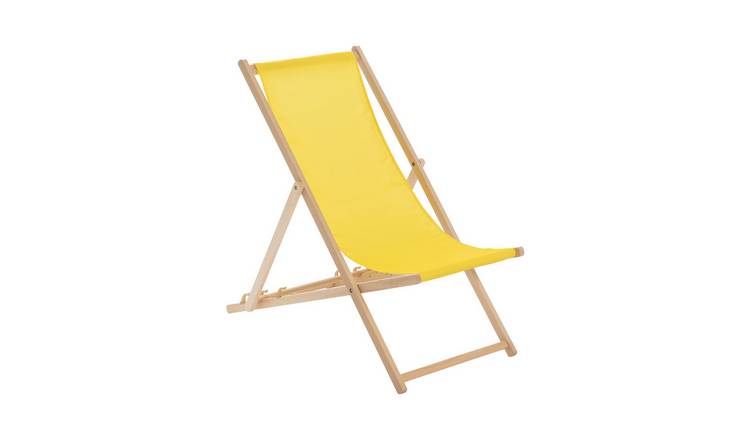 Harbour Housewares Folding Wooden Deck Chair - Yellow
