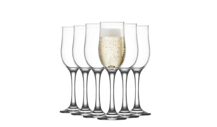 LAV Nevakar Champagne Flutes - 195ml - Clear - Pack of 6