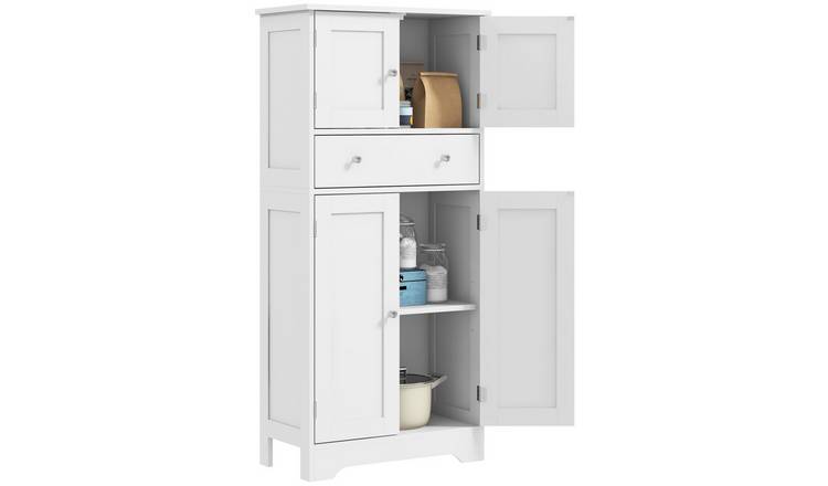 HOMCOM Adjustable Freestanding Modern Kitchen Cupboard - White