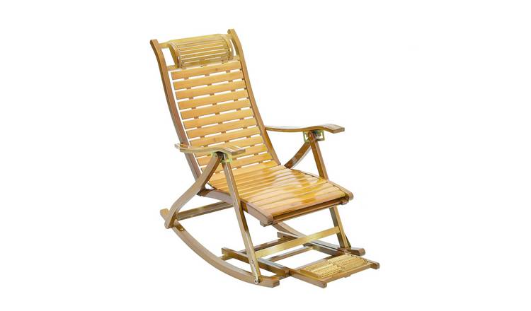 Living and Home Folding Bamboo Sun Lounger - Natural