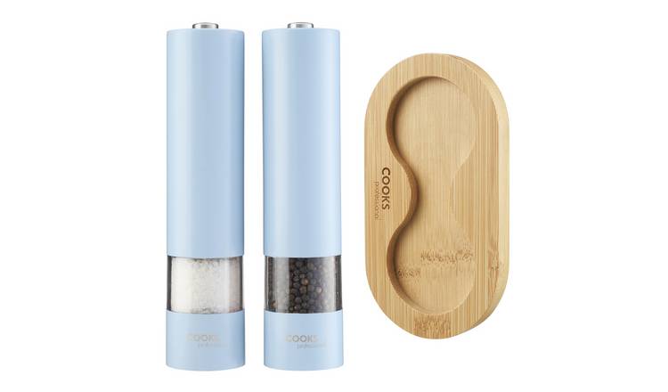 Cooks Professional Electric Salt and Pepper Mill Set with Base - Blue
