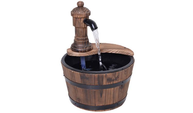 Outsunny Fir Wood Electric Water Fountain Type - Carbonised