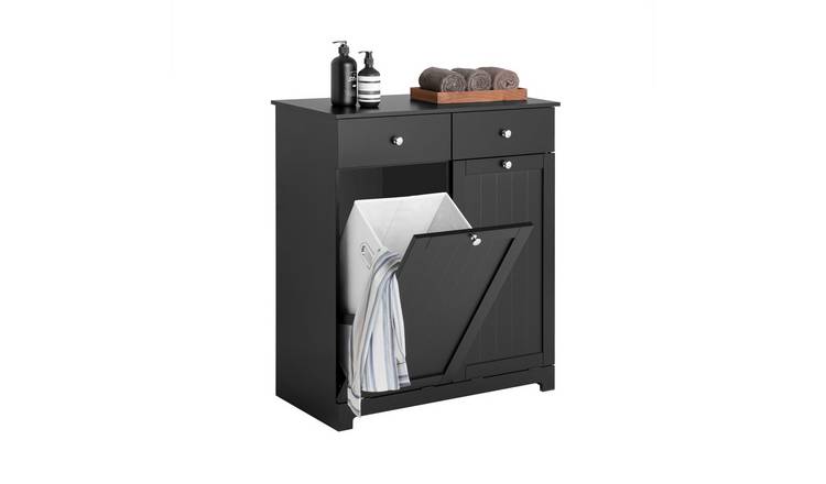 SoBuy 2 Basket Laundry Bathroom Storage Cabinet - Black