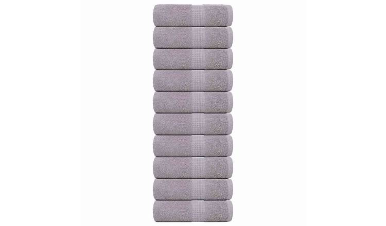 Walplus Pack of 10 Cotton Guest Towels - Grey - 30 x 50 cm