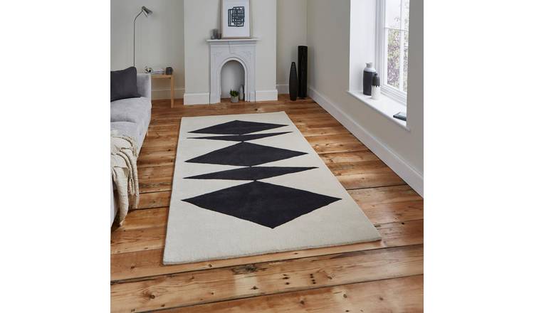 Mega Flooring Black Modern Abstract Rug - 120 x 170cm