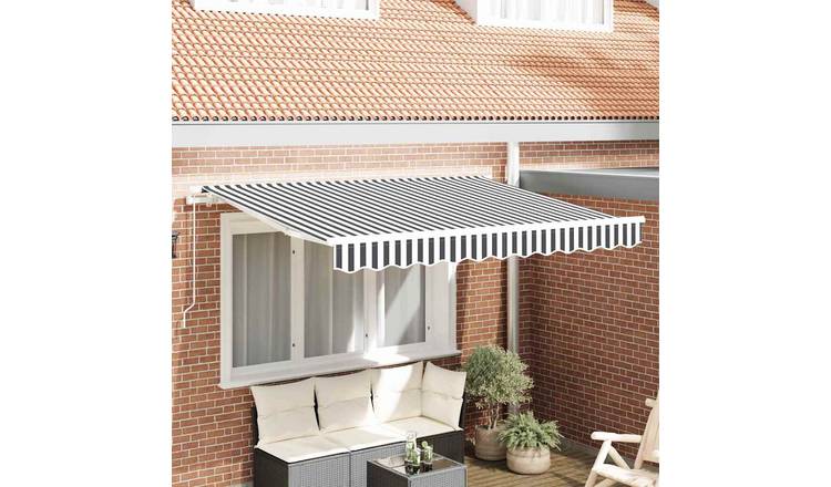 Walplus Polyester Awning - Anthracite and White - 350 x 200 cm - Easy to Install