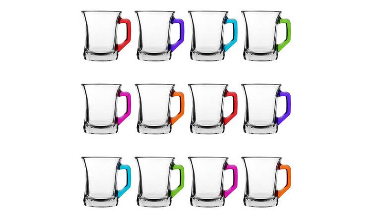 LAV Zen+ Glass Coffee Mugs - 225ml - Multicolour - Pack of 12