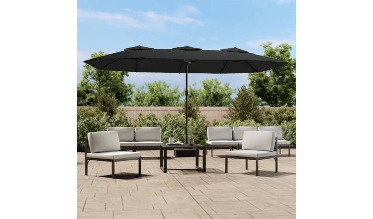 Walplus Polyester Garden Parasol - Black - 449 x 265 x 245 cm