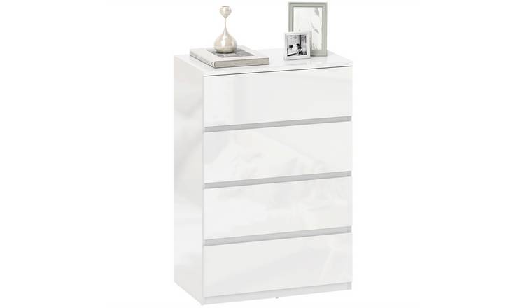 HOMCOM 4 Drawers Storage Cabinet Floor Tower Cupboard - White