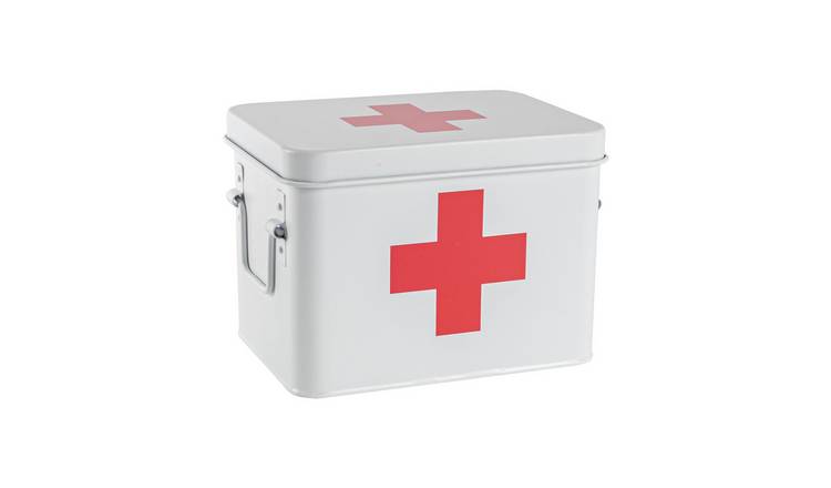 Harbour Housewares Vintage Metal First Aid Box - 23cm - White