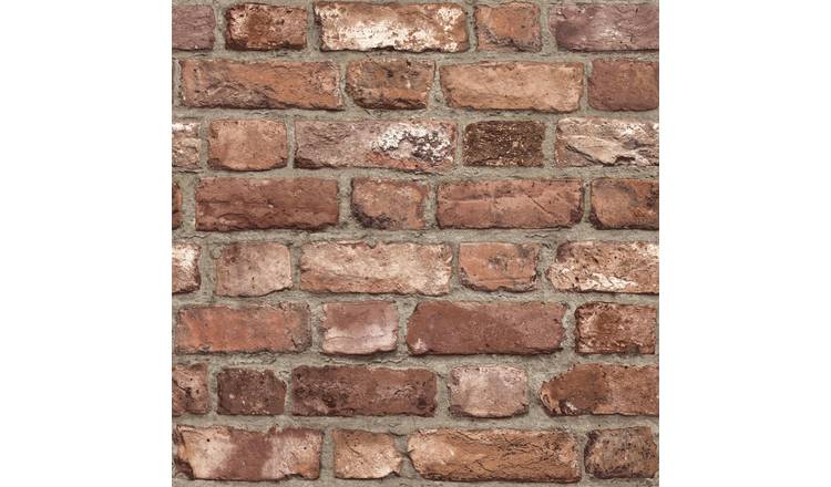 Grandeco Vintage Brick Wall Textured Wallpaper - Red Terracotta