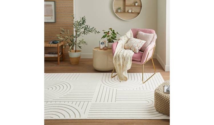 Mega Flooring White Modern Abstract Rug - 80 x 150cm
