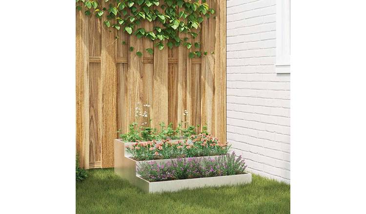 Walplus Stainless Steel Garden Planter - Silver - 90 x 90 x 35 cm