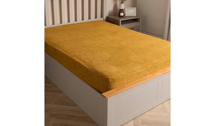 OHS Teddy Fleece Thermal Fitted Bed Sheet Ochre - Single