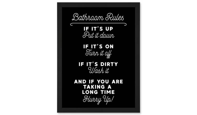 Funny Bathroom Wall Art 'Toilet Rules' Sign Framed Art Print - A4