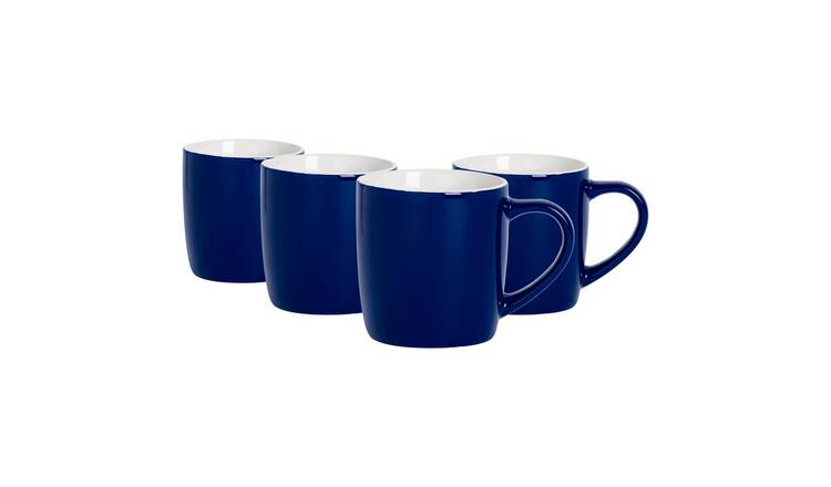 Argon Tableware Coloured 350ml Coffee Mugs Pack of 4 - Navy