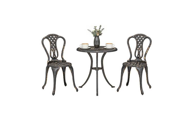 Outsunny 2 Seater Rattan Garden Bistro Set - Bronze