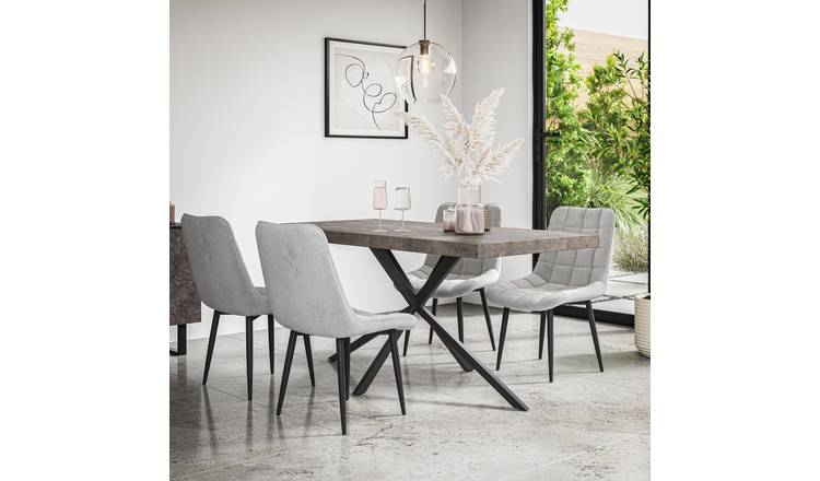 Furniture Online Donni Nova Concrete Effect Dining Table & 6 Grey Chairs
