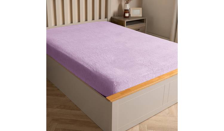 OHS Teddy Fleece Thermal Fitted Bed Sheet Lilac - Single