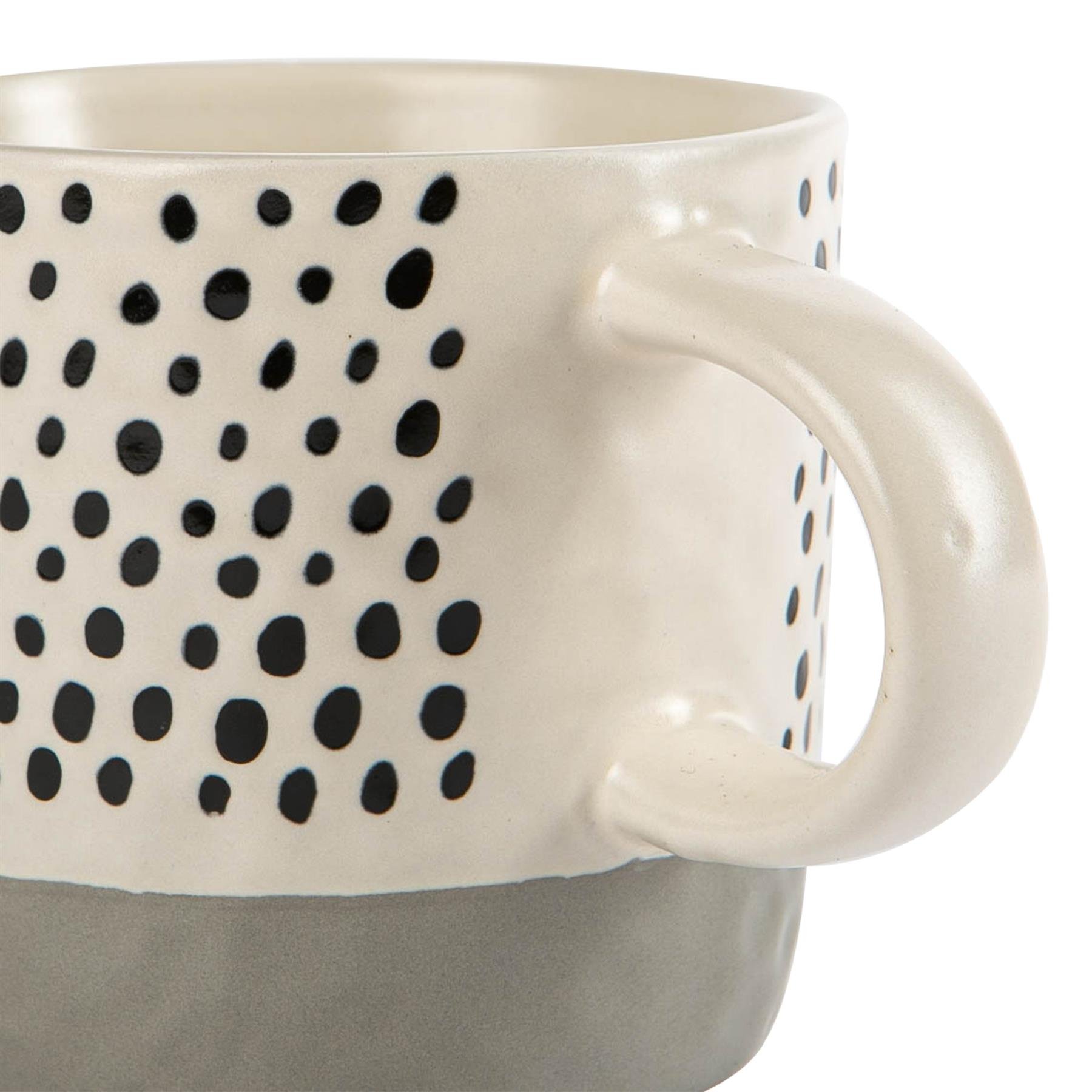 Nicola Spring Ceramic Dipped Dots 385ml Coffee Mugs Pack of 2 - Grey - Image 4