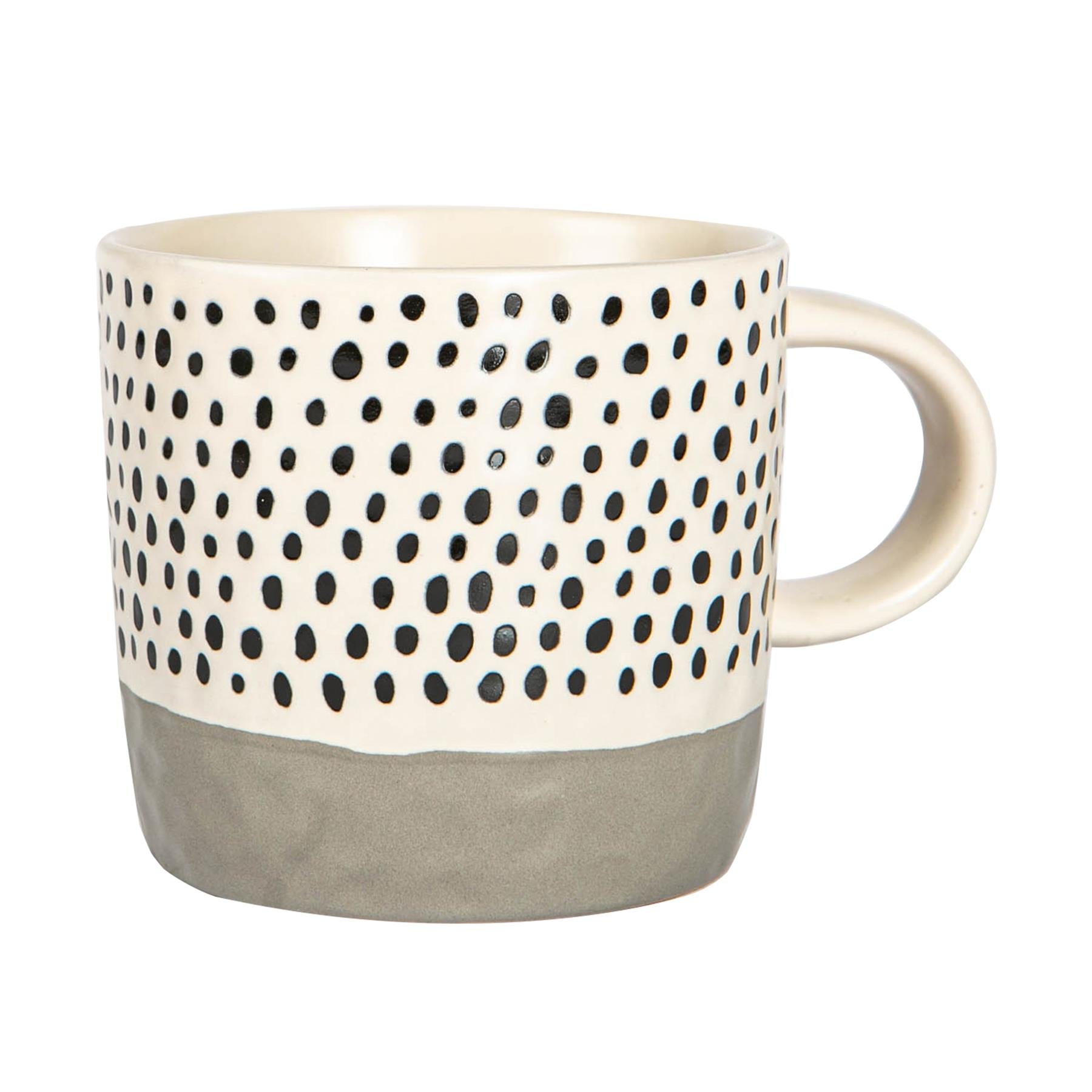 Nicola Spring Ceramic Dipped Dots 385ml Coffee Mugs Pack of 2 - Grey - Image 5