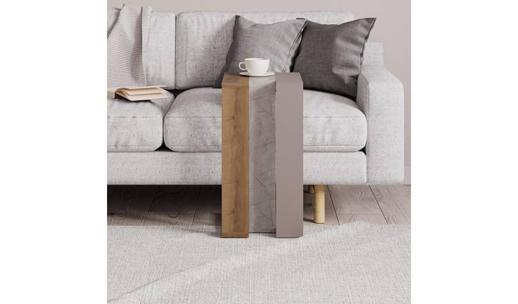 Decortie Muju Melamine C-Shape Side Table - Dark Oak