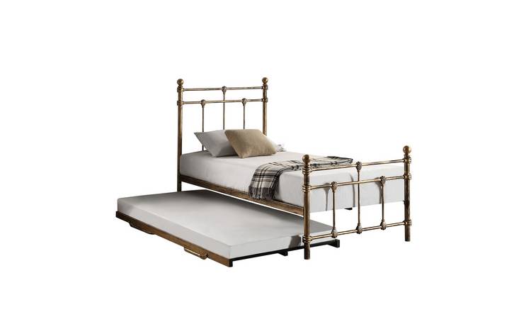 Slumberworks Bayford Traditional Single Bed Frame with Trundle – Brass