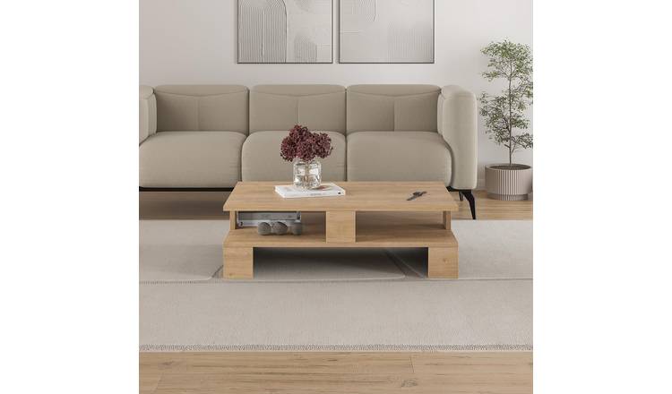 Decortie Mansu Melamine-Finish Particleboard Coffee Table - Oak
