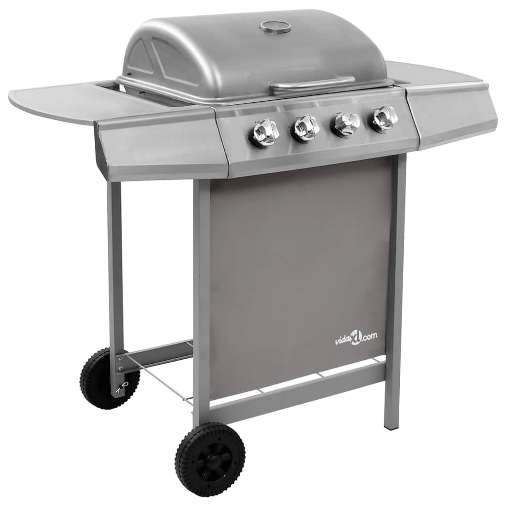 Walplus Gas BBQ Grill with 4 Burners - Silver - 107.5 x 55 x 96.5 cm - Image 1