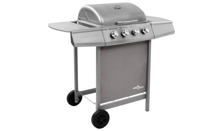 Walplus Gas BBQ Grill with 4 Burners - Silver - 107.5 x 55 x 96.5 cm