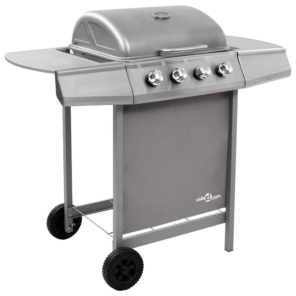 Walplus Gas BBQ Grill with 4 Burners - Silver - 107.5 x 55 x 96.5 cm - Image 1