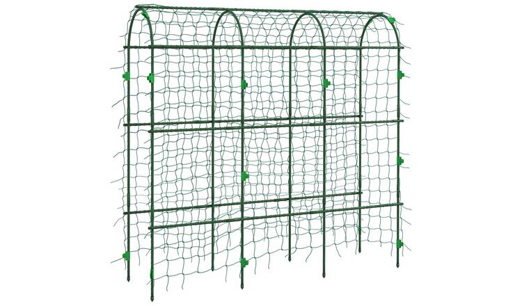 Outsunny Plastic Coated Metal Arch Cucumber Trellis - Green