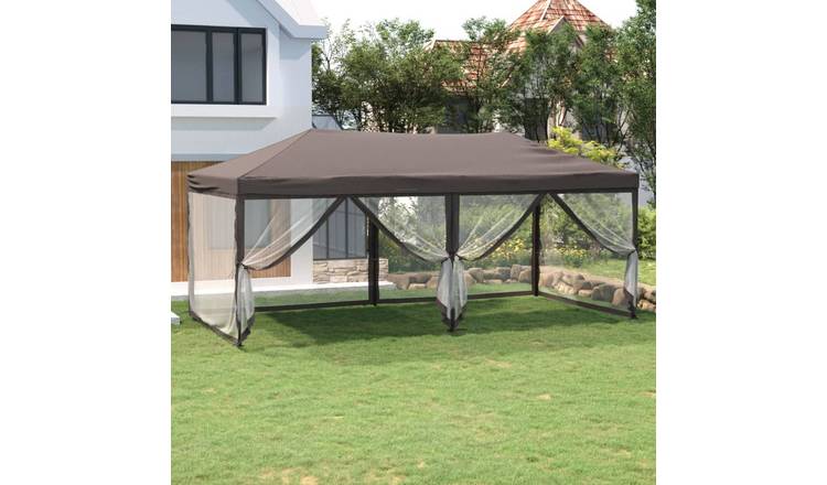 Walplus 3 x 6 m Foldable Party Tent with Sidewalls - Taupe