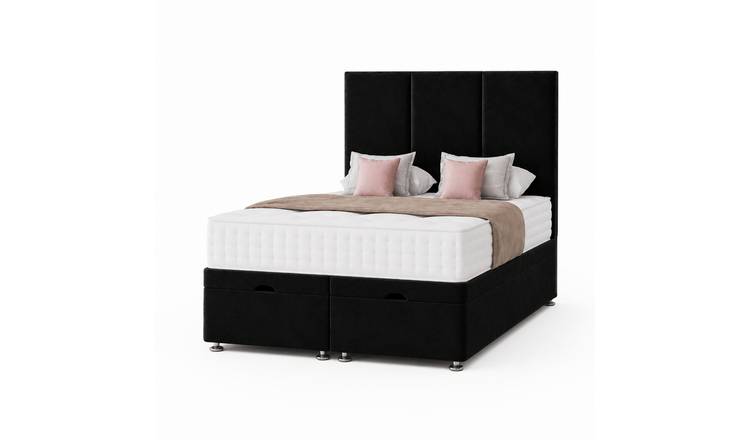 Comfy Deluxe 2ft6 Small Single End‑lift Ottoman Plush Storage Bed Set - Black