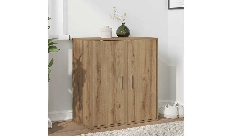 Walplus Pack of 2 Engineered Wood Shoe Cabinet - Artisan Oak - 32 x 35 x 70 cm