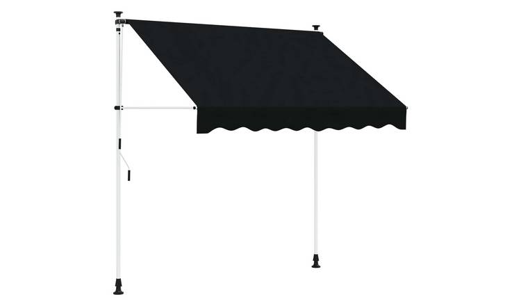 Walplus Manual Polyester Retractable Awning - Black - 300 cm